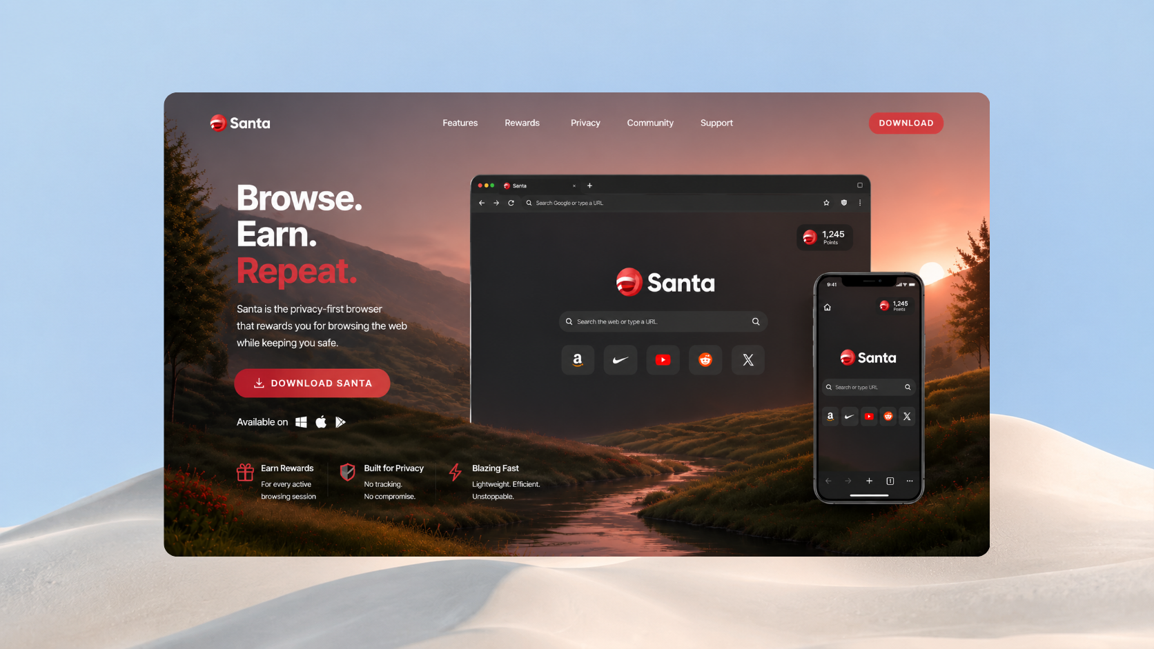 Santa Browser In-Browser Cashback Experience